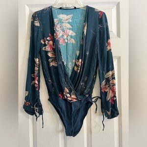 Zara Blue Floral Bodysuit